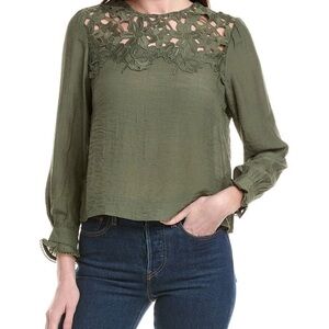 Nanette Lepore Green Lace Women's Blouse